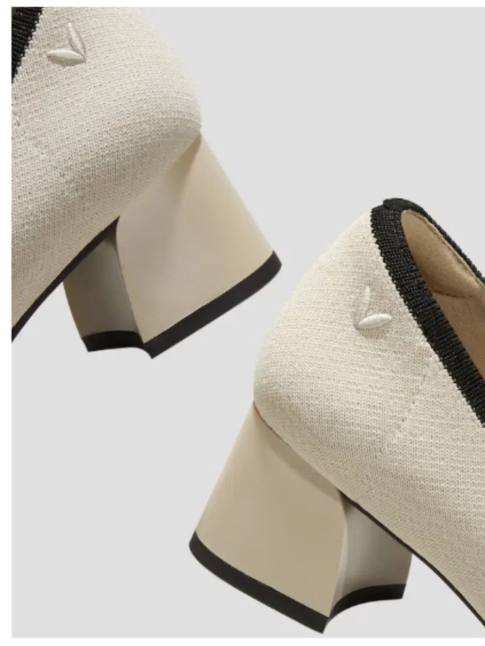 VIVAIA Julie Arch Pro Black & Ivory Almond Toe Chunky‎ Heels Size 38.7 (8US) NEW